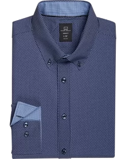 Michael Strahan Modern Fit 4-Way Stretch Dress Shirt, Blue Dot