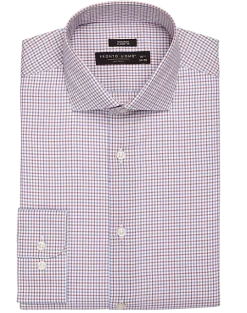 Pronto Uomo Classic Fit Spread Collar Dress Shirt, Rust And Blue Double Plaid