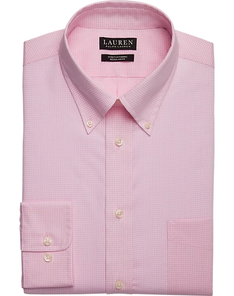 Lauren By Ralph Lauren UltraFlex Regular Fit Button-Down Collar Dress Shirt, Pink Gingham