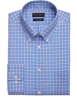 Lauren By Ralph Lauren Classic Fit UltraFlex Button-Down Collar Dress Shirt, Blue Plaid