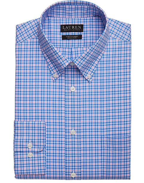 Lauren By Ralph Lauren Classic Fit UltraFlex Button-Down Collar Dress Shirt, Blue Plaid