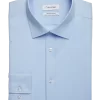 Calvin Klein Refined Cotton Stretch Supima Slim Fit Dress Shirt, Light Blue