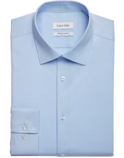 Calvin Klein Refined Cotton Stretch Supima Slim Fit Dress Shirt, Light Blue