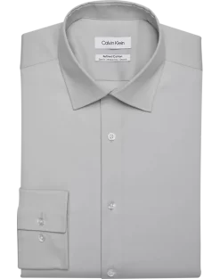 Calvin Klein Refined Cotton Stretch Supima Slim Fit Dress Shirt, Gray