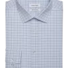 Calvin Klein Refined Cotton Stretch Supima Slim Fit Dress Shirt, Blue Plaid