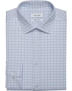 Calvin Klein Refined Cotton Stretch Supima Slim Fit Dress Shirt, Blue Plaid