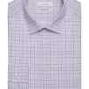 Calvin Klein Refined Cotton Stretch Supima Slim Fit Dress Shirt, Lilac Plaid