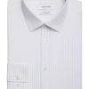 Calvin Klein Refined Cotton Stretch Supima Slim Fit Dress Shirt, Light Blue Stripe