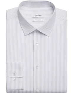 Calvin Klein Refined Cotton Stretch Supima Slim Fit Dress Shirt, Light Blue Stripe