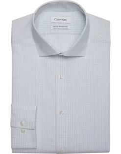 Calvin Klein Infinite Wrinkle Free Slim Fit Stretch Collar Dress Shirt, Blue Plaid