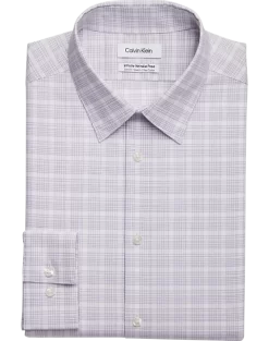 Calvin Klein Infinite Wrinkle Free Slim Fit Stretch Collar Dress Shirt, Iris Plaid