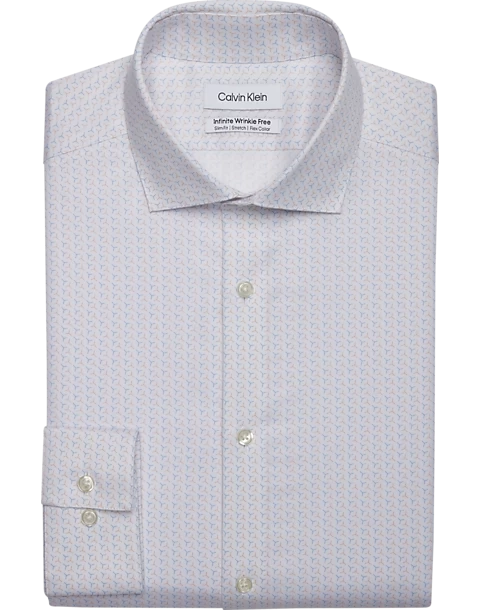 Calvin Klein Infinite Wrinkle Free Slim Fit Stretch Collar Dress Shirt, Hazel Blue Multi
