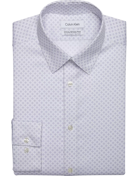 Calvin Klein Infinite Wrinkle Free Slim Fit Stretch Collar Dress Shirt, Iris Print
