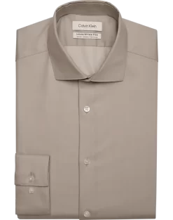 Calvin Klein Infinite Wrinkle Free Slim Fit Stretch Collar Dress Shirt, Cappuccino