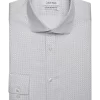 Calvin Klein Infinite Wrinkle Free Slim Fit Stretch Collar Dress Shirt, Gray Squares