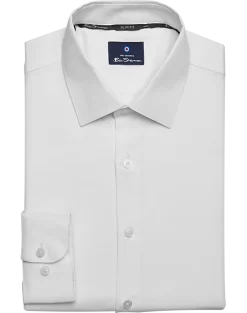 Ben Sherman Slim Fit Dobby Dress Shirt, White Basketweave