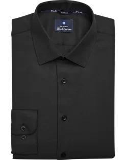 Ben Sherman Slim Fit Dobby Dress Shirt, Black Basketweave