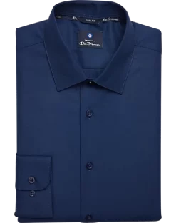 Ben Sherman Slim Fit Dobby Dress Shirt, Navy Basketweave