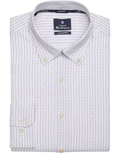 Ben Sherman Slim Fit Button-Down Collar Dress Shirt, Red And Blue Geo