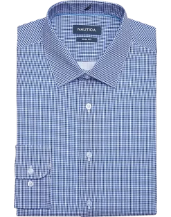 Nautica Slim Fit Four-Way Stretch Dress Shirt, Blue Check