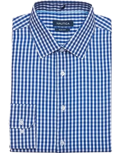 Nautica Slim Fit Four-Way Stretch Dress Shirt, Blue Check