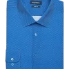 Nautica Slim Fit Four-Way Stretch Dress Shirt, Medium Blue Print