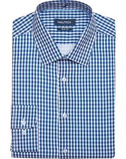 Nautica Slim Fit Four-Way Stretch Dress Shirt, Navy Check