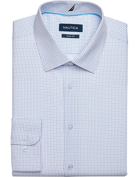 Nautica Slim Fit Four-Way Stretch Dress Shirt, Blue Dot