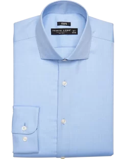 Pronto Uomo Classic Fit Spread Collar Dress Shirt, Blue Herringbone