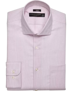 Pronto Uomo Slim Fit Spread Collar Dress Shirt, Pink Check
