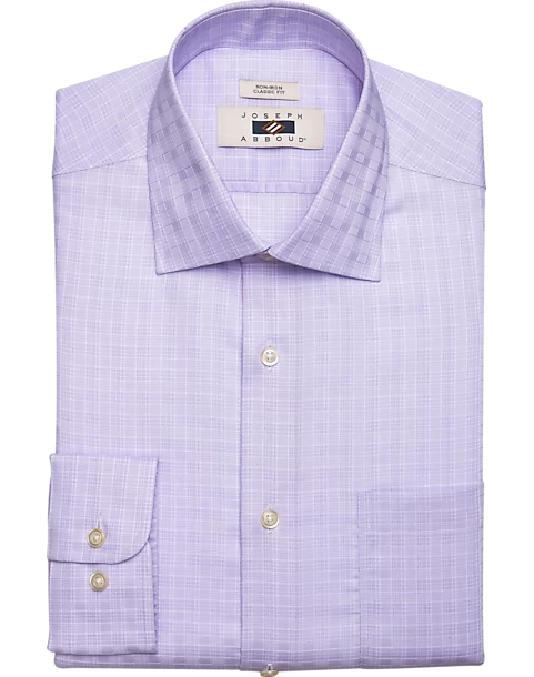 Joseph Abboud Classic Fit Spread Collar Dress Shirt, Lavender Tonal Plaid
