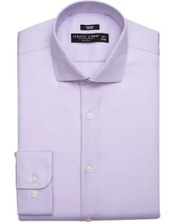 Pronto Uomo Slim Fit Spread Collar Dress Shirt, Lavender Herringbone
