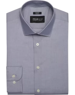 Awearness Kenneth Cole Slim Fit Spread Collar Dress Shirt, Blue Denim