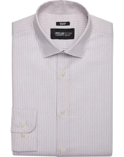 Awearness Kenneth Cole Slim Fit Spread Collar Dress Shirt, Burgundy Stripe