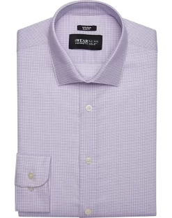 Awearness Kenneth Cole Slim Fit Spread Collar Dress Shirt, Lavender Plaid