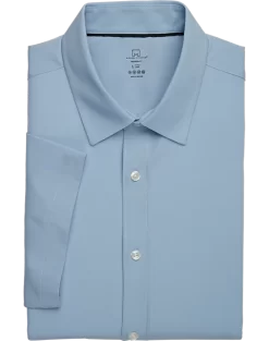 Michael Strahan Modern Fit Short Sleeve Dress Shirt, Light Blue