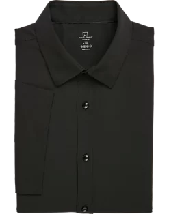 Michael Strahan Modern Fit Short Sleeve Dress Shirt, Black