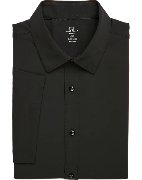 Michael Strahan Modern Fit Short Sleeve Dress Shirt, Black