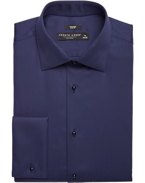 Pronto Uomo Slim Fit French Cuff Tuxedo Formal Shirt, Navy