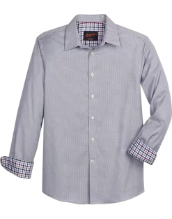 Egara Slim Fit Spread Collar Sport Shirt, Navy Houndstooth