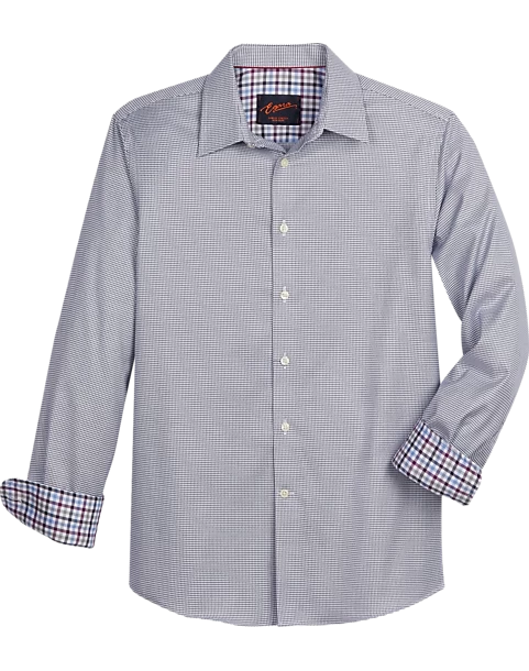 Egara Slim Fit Spread Collar Sport Shirt, Navy Houndstooth
