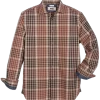 Joseph Abboud Modern Fit Spread Collar Sport Shirt, Navy And Tan Plaid