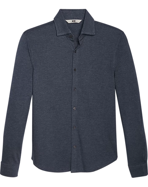 Joseph Abboud Modern Fit Spread Collar Shirt, Navy Blue Houndstooth