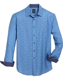 Michael Strahan Modern Fit Sport Shirt, Navy Painted Gingham