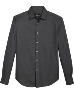 Awearness Kenneth Cole Slim Fit Sport Shirt, Black Mesh Pattern