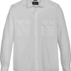 Awearness Kenneth Cole Slim Fit Twill Military Sport Shirt, White