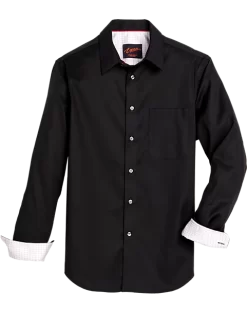 Egara Slim Fit Textured Woven Sport Shirt, Black