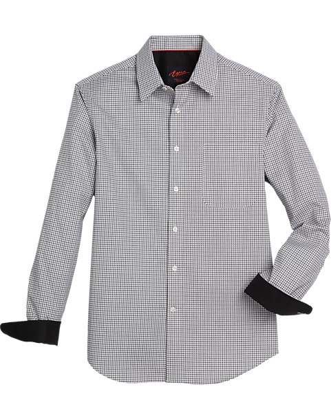 Egara Slim Fit Sport Shirt, Black & White Houndstooth