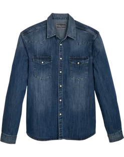 Paisley & Gray Slim Fit Western Shirt, Medium Denim