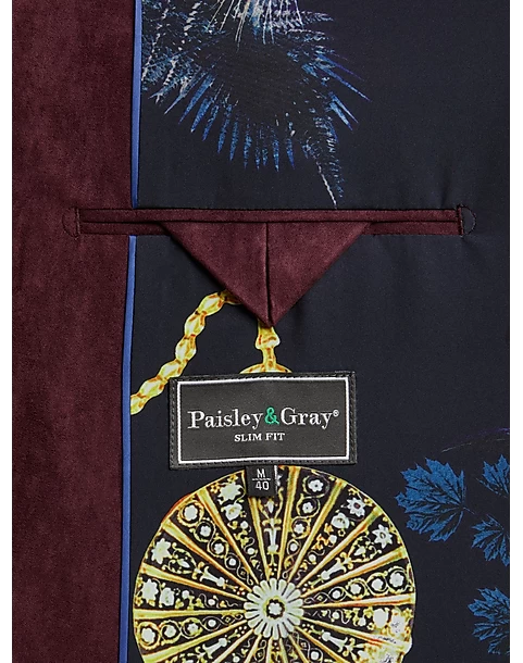 Paisley & Gray Slim Fit Ultra-suede Military Jacket, Burgundy - Image 3